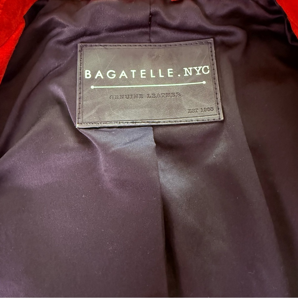 BAGATELLE NYC Red Genuine Suede Moto Jacket Size M - Picture 2 of 11